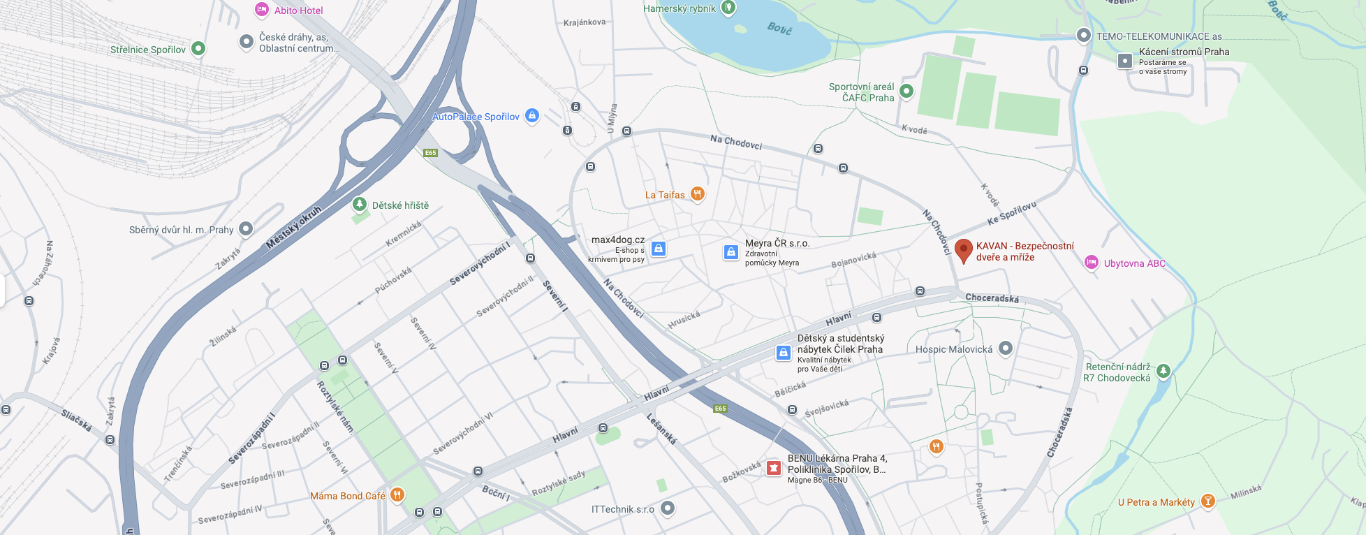 kavan-na-chodovci-mapa